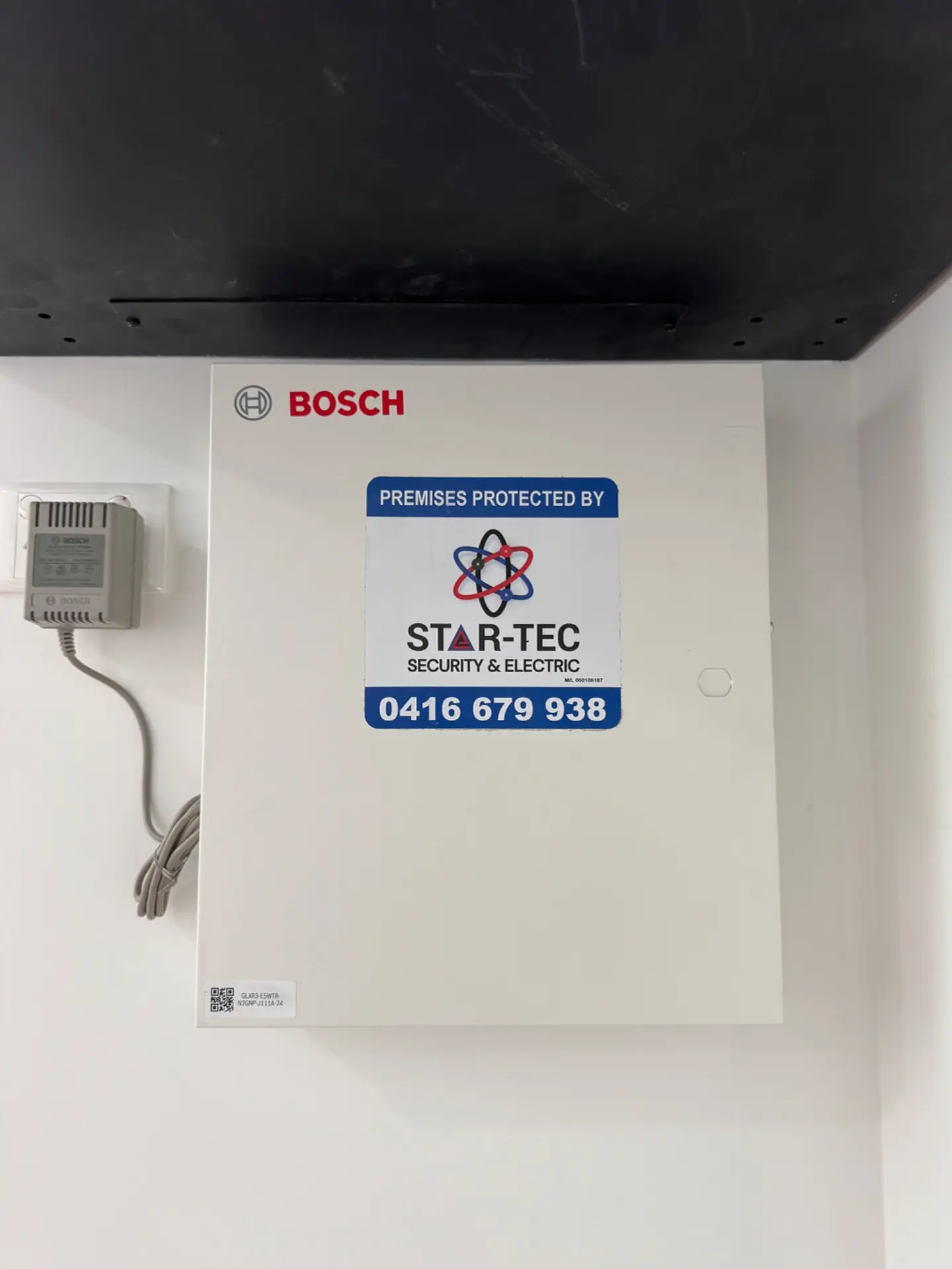 Security alarm control panel installed by STAR-TEC