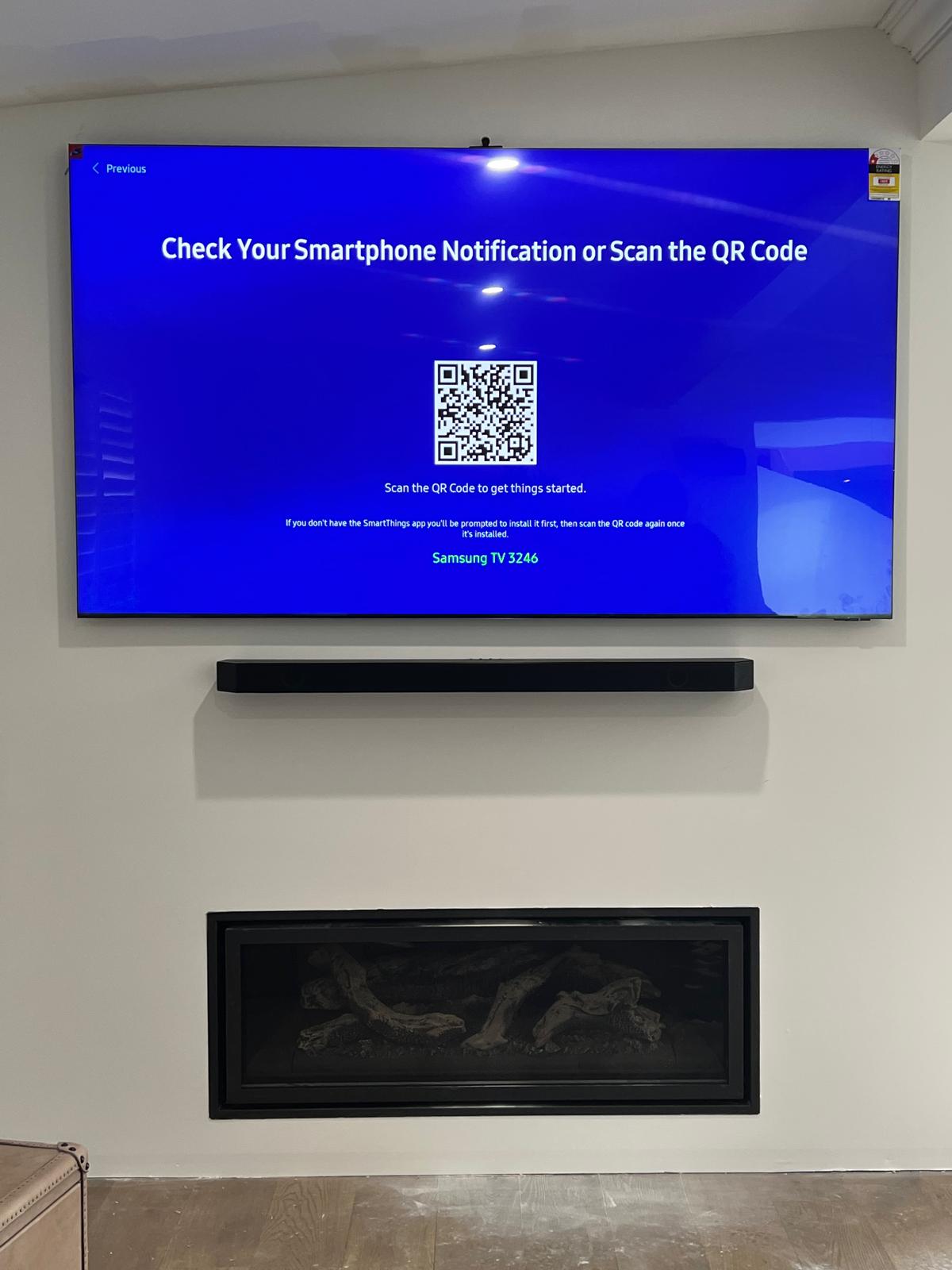 TV displaying a QR code, indicating internet connectivity, emphasizing reliability and security for continuous operation.